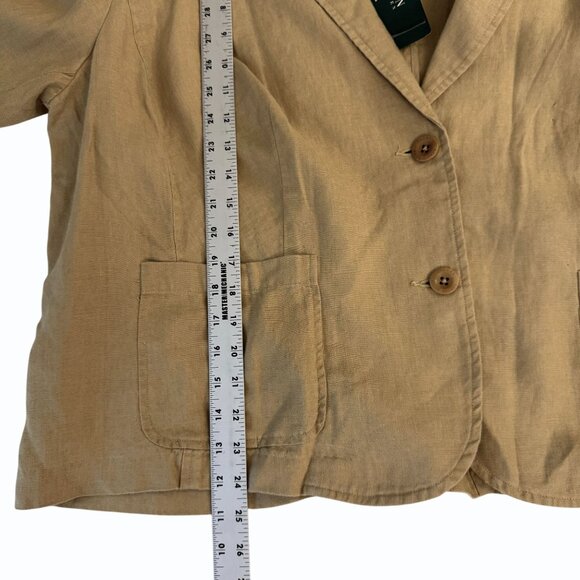 Lauren Ralph Lauren Women Plus Size 22W Arrowhead Tan 100% Linen Blazer 2 Button - Picture 8 of 11